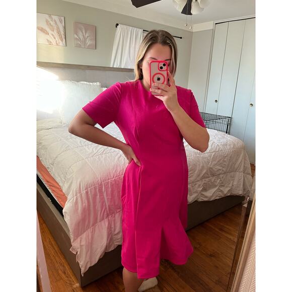 Akris Punto Dresses & Skirts - AKRIS Punto Fuchsia Short Sleeve Fit & Flare Luxury Designer Dress Size 14